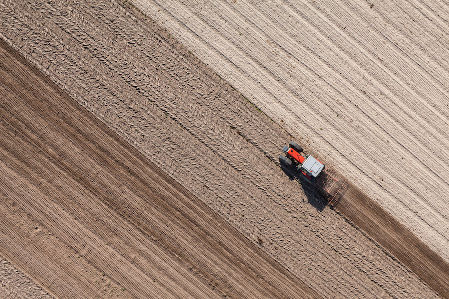 tractor in a field